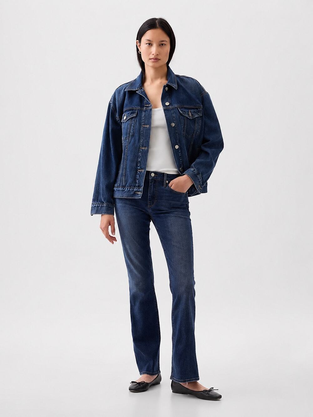 NWT Gap Baby Boot Jeans Women’s 16 Mid Rise Dark Wash Bootcut Denim